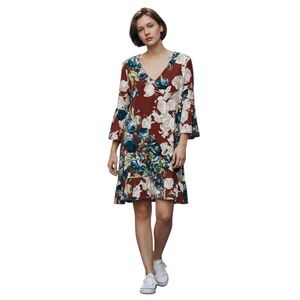 Boho Peach Love Women's M Floral Long Sleeve Short Dress Multicolor Ruffled